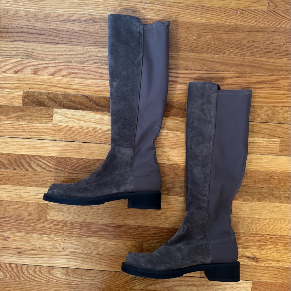 Stuart Weitzman 50/50 Gisele Knee High Boots - brown suede NEVER WORN